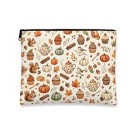 Lona de calabazas con cremallera, tetera rústica de ardilla, lona naranja otoñal con cremallera, bolsa de maquillaje para viajes, tocador, baño, almacenamiento de bolsos y uso diario, Naranja, 7x9