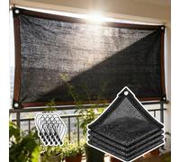 Lona de malla negra de 16 x 32 pies, cubierta de toldo de protección UV con ojales de latón para patio al aire libre, jardín, red de bloqueo solar, tela duradera resistente a la intemperie