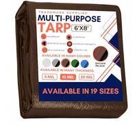 Lona de Material Grueso de Alta Resistencia, Resistente al Agua, Ideal como toldo para Tienda, Barco, Caravana o Cubierta de Piscina, marrón/Negro