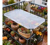 Lona de Plástico Transparente 130 x 190 cm Transparente, con Ojales Lona Impermeable para Exteriores Plegable para Exteriores, Terraza, Gallinero, Balcón, A
