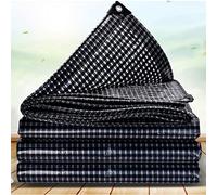 Lona de Protección Impermeable con Ojales,Resistente a los Desgarros/Rayos UV,PE Lona para Muebles de Jardín, Camión, Piscina, Madera, Coche,Rejilla Blanca Negra,5x7m/16.4x22.96ft