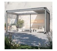 Lona de PVC con puerta con cremallera, lona impermeable transparente para uso en exteriores, lona de vinilo resistente a la intemperie con entrada con cremallera, paneles laterales duraderos para