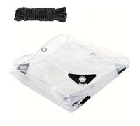 Lona de PVC impermeable transparente personalizable de 3 m x 12 m de 0,35 mm para refugio de invierno, paneles de cenador, balcones y terrazas con ojales, cubierta duradera y versátil