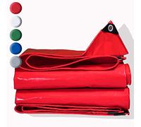 Lona de PVC resistente de 0,5 mm con ojales, 2,2 x 3 m, 500 g/m², impermeable, ideal para camping, protección de madera, lona roja