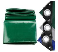 Lona de PVC resistente de 3,5 x 11 m, 520 g/m², lona impermeable para construcción, camping, jardín, playa y patio, 99 % de protección UV, kit de fijación libre - Verde