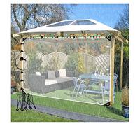 Lona de PVC Resistente e Impermeable de 0,35 mm, Transparente, con Ojales para jardín, Patio, cenador, tamaño Personalizable (2 x 3,5 m) (Transparente 1 x 5 m)
