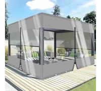 Lona de PVC Transparente Empalmada para Cenador con Ojales Metálicos, de 0,5 mm de Espesor, Adecuada para Garajes, Terrazas, Jardines, Balcones Exteriores. (Gray(1 Zipper) / Size: H:0.8m W:0.8m)