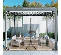 Lona de Pvc Transparente,Lona Impermeable,con Puerta de Cremallera y Ojales,Paneles Laterales de Lona Alquitranada para Gazebo Carport Pergola,Cortinas Divisorias de Exterior,L×H-3x2.1m/9.8x6.9ft
