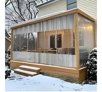 Lona de PVC transparente resistente de 0,42 mm, resistente a la intemperie, panel de cortina con ojales inoxidables (2,2 x 1,5 m), resistente al viento, duradera, ideal para eventos y protección