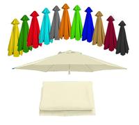 Lona de recambio para sombrilla tela de repuesto para sombrilla de 3.0 Metros y 6 Brazos, Cubierta de Repuesto para sombrilla de patio, Toldo de repuesto - Lona de poliéster - Protección UV(Color:Crea