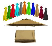 Lona de recambio para sombrilla tela de repuesto para sombrilla de 3.0 Metros y 6 Brazos, Cubierta de Repuesto para sombrilla de patio, Toldo de repuesto - Lona de poliéster - Protección UV(Color:Khak