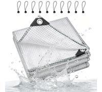 Lona de Rejilla Impermeable 170g/m² PE Transparente Toldo con Ojales | Lona Transparente Exterior Protección Resistente Desgarros Lámina Invernadero para Muebles Jardín Areneros Gallinera(2x3m)