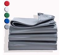Lona de tela de jardín de 0,5 mm con ojales, reforzada con PVC resistente, 4,2 x 6,6 m, 500 g/m², impermeable, cubierta gris para exteriores para paisajismo y protección