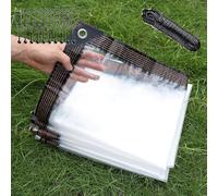 Lona de vinilo de PVC transparente de 8 x 21 pies con ojales, cubierta de toldo impermeable resistente, borde reforzado, tela transparente resistente a la intemperie para patio, porche, uso al aire