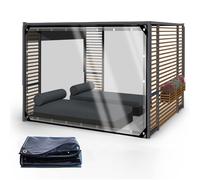 Lona de vinilo transparente resistente de 1,4 x 5 m, 0,35 mm de grosor, impermeable, con ojales para techo de muebles, protección de plantas, 400 g m², cubierta de lluvia