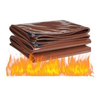 Lona ignífuga resistente de 600 g/m², ojales reforzados, tela de aislamiento de alta temperatura para parrilla de camping y uso industrial (marrón, 6 x 10 m)