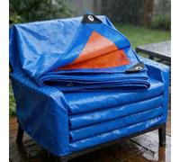 Lona Impermeable 240 x 360 cm Resistente a Los Rayos UV Desgarros Plastico Cubretodo con Ojales Duradera Multiusos para Muebles Jardín Piscina Coche Gris, Azul