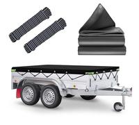 Lona Impermeable, 256x145x8cm Lona Remolque con Cuerda, Ideal para Pongratz LPA 250/13 und 750kg/850kg/1000kg/1300kg/1500kg/2000kg 251x137cm Remolque