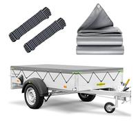 Lona Impermeable, 258x136x8cm Lona Remolque con Cuerda, Ideal para HUMBAUR, Böckmann, Neptun und 750kg/850kg/1000kg/1300kg/1500kg 251x131cm Remolque