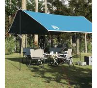 Lona Impermeable 430x380x210 cm, Poliéster 185T con Revestimiento PU, Toldo Camping y Lona Camping Multiusos, con Ojales y Postes, Toldo Playa, Lonas Impermeables Exterior,Color Azul