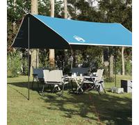 Lona Impermeable Azul, Tela Oxford 210D con Revestimiento PU, Resistente al Agua y UV, con Ojales y Postes, Toldo Camping, Lona Camping, para Playa o Senderismo, 430x380x210 cm