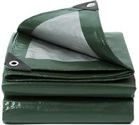 Lona impermeable con ojales, 1,5 x 2 m, verde militar/plata, con ojales, 130 g/m², resistente a los rayos UV, resistente al moho, lona multiusos para muebles de jardín, madera, coche, camping, piscina