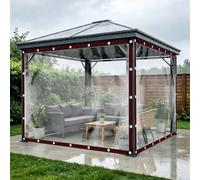 Lona Impermeable con Ojales 250 x 430 cm 80 G M² Protección contra El Viento y Antilluvia Lona Transparente Impermeable Exterior, Cubierta Translúcida para Cenadores, Leña, incoloro