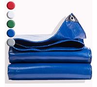Lona impermeable de PVC de 3,8 x 4,6 m con ojales, 0,5 mm de grosor, 500 g/m², cubierta resistente para acampar al aire libre y protección, color azul
