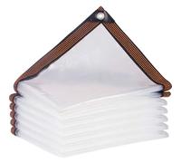Lona impermeable de PVC transparente con ojales, 2 x 2 m, resistente a los rayos UV y al desgarro, lámina de invernadero para jardín, balcón, obra y recinto de mascotas, película de construcción