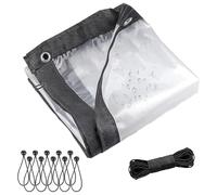 Lona Impermeable De PVC Transparente De Alta Resistencia con Ojales Reforzados, Cubierta Transparente Resistente A La Intemperie para Muebles De Jardín, Cenador Y Balcón. Clear, 7×11 FT