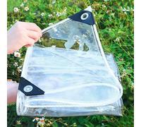 Lona impermeable de PVC transparente resistente con ojales - Cubierta de lluvia de 0,35 mm para patio, cenador y uso al aire libre (2,6 m x 9 m) - Lona de plástico resistente a la intemperie
