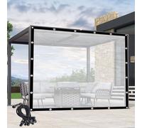 Lona impermeable de PVC transparente resistente con ojales para protección de cenadores y jardines, 1 x 1 m, panel resistente a la intemperie para uso en exteriores
