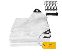 Lona impermeable de rejilla, de invernadero, resistente al invierno, 140 g/m², transparente, con ojales para protección de plantas, invernadero, muebles de jardín, barcos, camiones, leña (4 x 8 m)