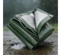 Lona Impermeable Exterior 1.4 x 3.8 m Esquinas Reforzadas Impermeable Plastico Cubretodo con Ojales Duradera Multiusos para Muebles Jardín Piscina Coche Gris, Verde