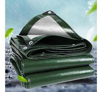 Lona Impermeable Exterior 2 x 3.4 m Lona Protectora Impermeable y Antidesgarro, con 5M Cuerda y Ojales Aluminio Suelo Camping Exterior para Piscinas, Muebles de Jardín, Ejercito Verde