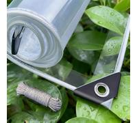 Lona Impermeable Exterior 3.1 x 5.6 m, Heavy Duty Transparent, Waterproof, Insulation Dustproof Plastic Rainproof Transparent Tarpaulin Sheet with Eyelets for Garden Furniture, A