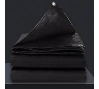Lona Impermeable Exterior 350 x 500 cm de PE 200G/M², Lona Protectora Resistente a Intemperie y a Rayos UV Piscina con Ojales para Camping, Jardín, Camión, Negro