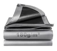 Lona Impermeable Exterior 3x3m, 180g/m² Lona de Protección Toldo Reforzado PE con Ojales, Duradera Resistente a Los Rayos UV Desgarros, Multiusos para Terrazas Muebles Jardín Piscina Coche Negro-Plata