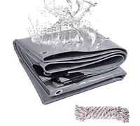 Lona Impermeable Exterior 3x3m, 440 g/m² Lona de Protección Toldo Reforzado PVC con Ojales, Duradera Resistente a Los Rayos UV Desgarros, Multiusos para Terrazas Muebles Jardín Piscina Coche Gris