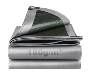 Lona Impermeable Exterior 3x5m, 180g/m² Lona de Protección Toldo Reforzado PE con Ojales, Duradera Resistente a Los Rayos UV Desgarros, Multiusos para Terrazas Muebles Jardín Piscina Coche Verde-Plata