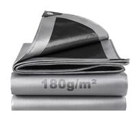 Lona Impermeable Exterior 3x6m, 180g/m² Lona de Protección Toldo Reforzado PE con Ojales, Duradera Resistente a Los Rayos UV Desgarros, Multiusos para Terrazas Muebles Jardín Piscina Coche Negro-Plata