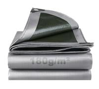 Lona Impermeable Exterior 3x6m, 180g/m² Lona de Protección Toldo Reforzado PE con Ojales, Duradera Resistente a Los Rayos UV Desgarros, Multiusos para Terrazas Muebles Jardín Piscina Coche Verde-Plata