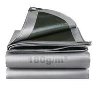 Lona Impermeable Exterior 3x6m, 180g/m² Lona de Protección Toldo Reforzado PE con Ojales, Duradera Resistente a Los Rayos UV Desgarros, Multiusos para Terrazas Muebles Jardín Piscina Coche Verde-Plata