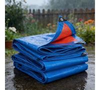 Lona Impermeable Exterior PE 120 x 680 cm Impermeable Desgarros Polietileno Plastico Cubretodo con Ojales Duradera Multiusos para Muebles Jardín Piscina Coche Gris, Azul