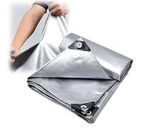 Lona Impermeable Exterior - PVC Cubierta de Protección con Ojales 2.5m 3.5m 4.5m 6.5m 7.5m 8.5m Toldo Impermeable Plata para Jardín, Piscinia, Terrazas, Vehículos, Coche, Muebles(7x7m)