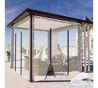 Lona impermeable, lona de PVC resistente con puertas con cremallera, panel lateral transparente personalizable, ideal para uso en exteriores, dimensiones 2,8 m x 2,8 m