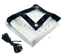 Lona Impermeable Lona Transparente Transparente con Ojales para Uso en Exteriores, Lona de PE Lona de plástico Plegable Resistente a la Intemperie con Cuerdas elásticas de 5 m(1x1m)