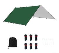 Lona impermeable para acampar al aire libre para protección contra la lluvia, para senderismo y uso en la playa, incluye 6 clavos y cuerdas para el suelo (M: 120 x 115 pulgadas)