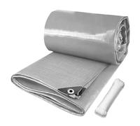 Lona Impermeable para Exterior 300 x 420 cm Impermeable y Al Desgarro Lona Multiusos con Ojales Multiusos Portátil para Jardín, Techo y Construcción, Plata