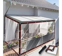 Lona Impermeable para Exterior 90 x 380 cm, Thick Waterproof PVC, Multipurpose Awning, Rain Resistant, Strengthen Wind Heavy Duty Transparent Tarpaulin with Eyelets for Garden Furniture, A